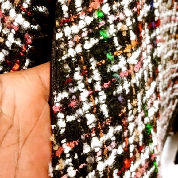 D. Terrell Women's Tweed Shawl Jacket Size 8 Multicolored Cotton Blend Collared - Picture 8 of 12